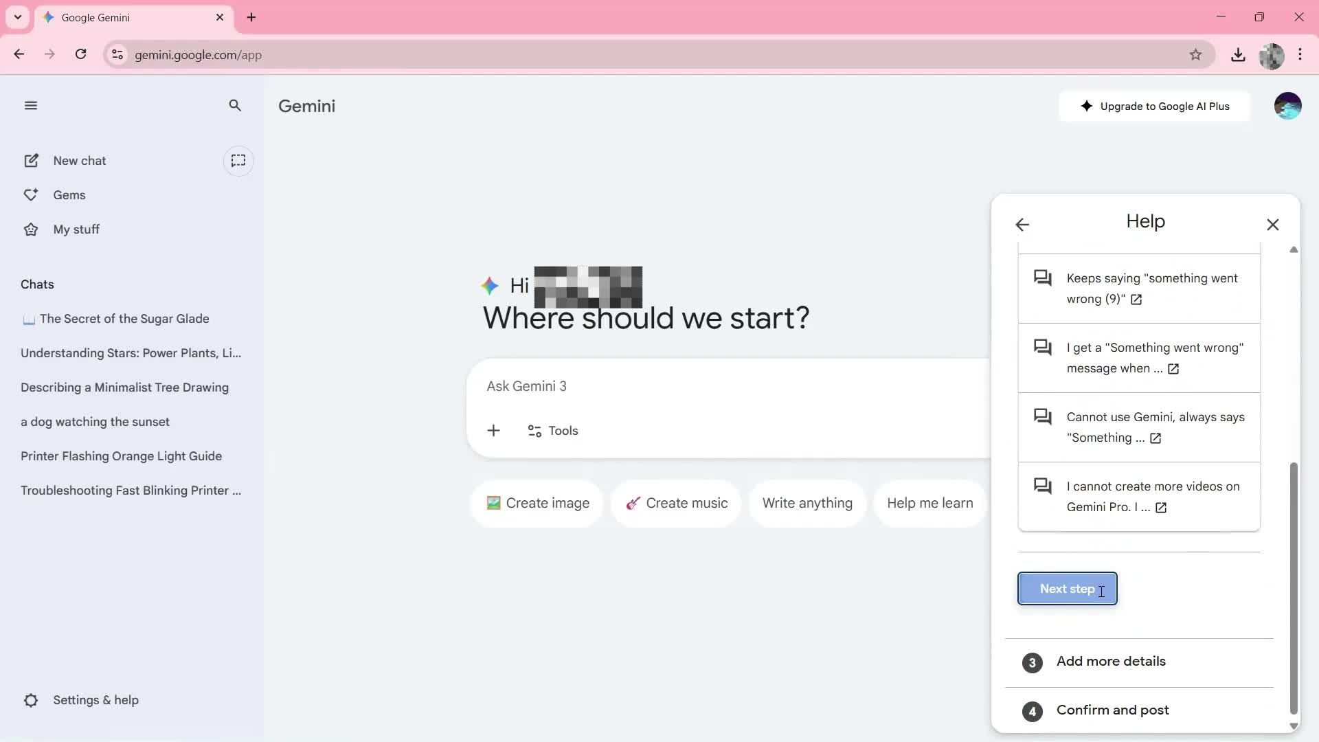 Help center screenshot