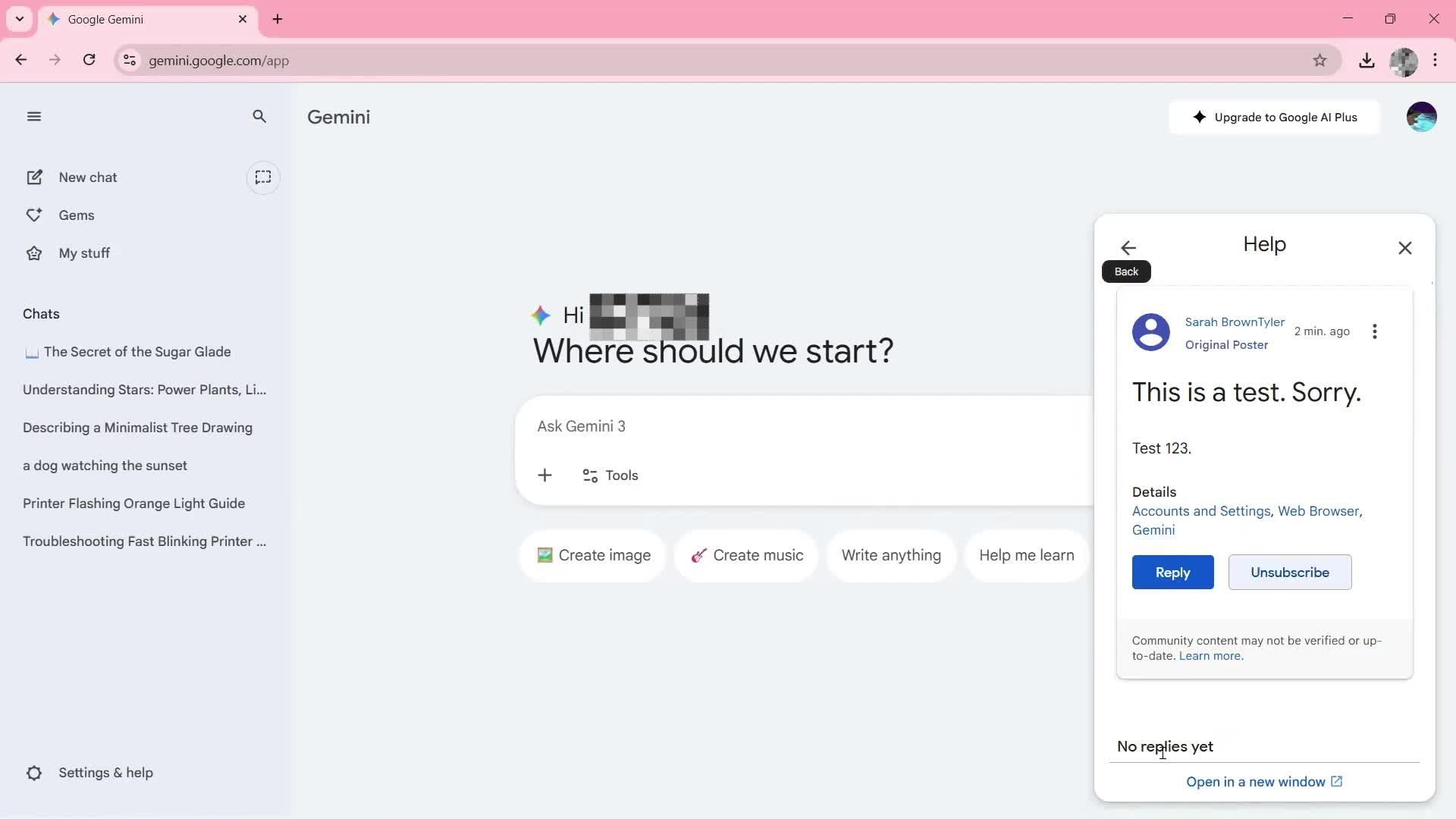 Help center screenshot