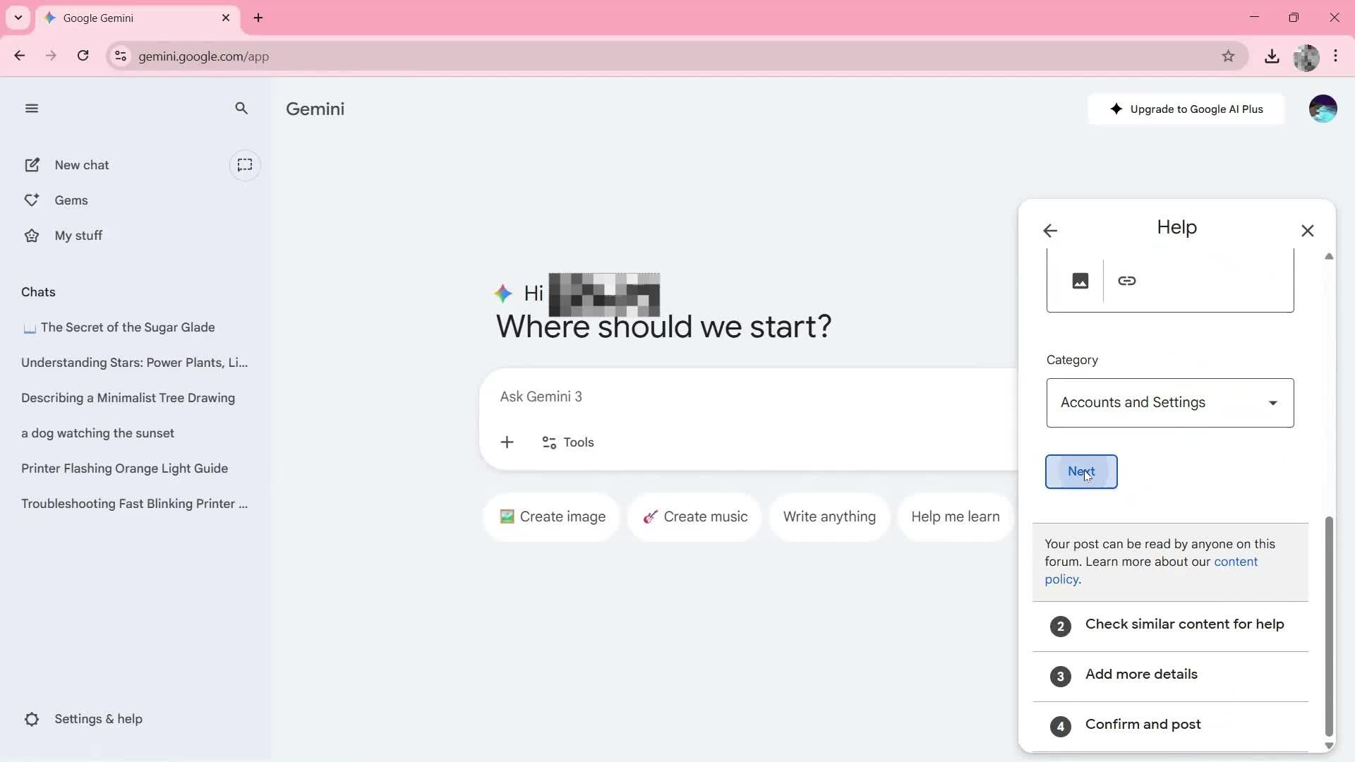 Help center screenshot