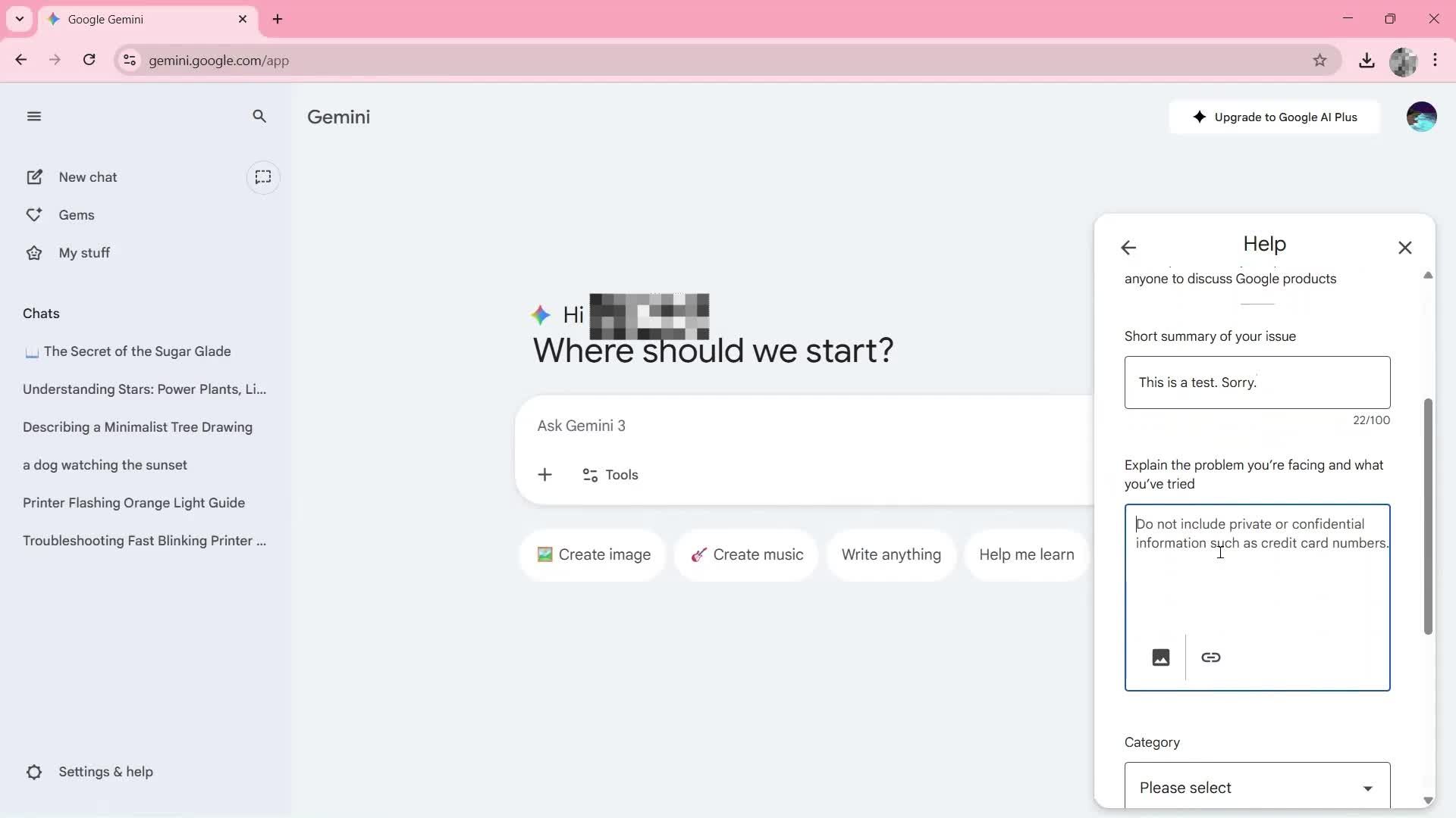 Help center screenshot