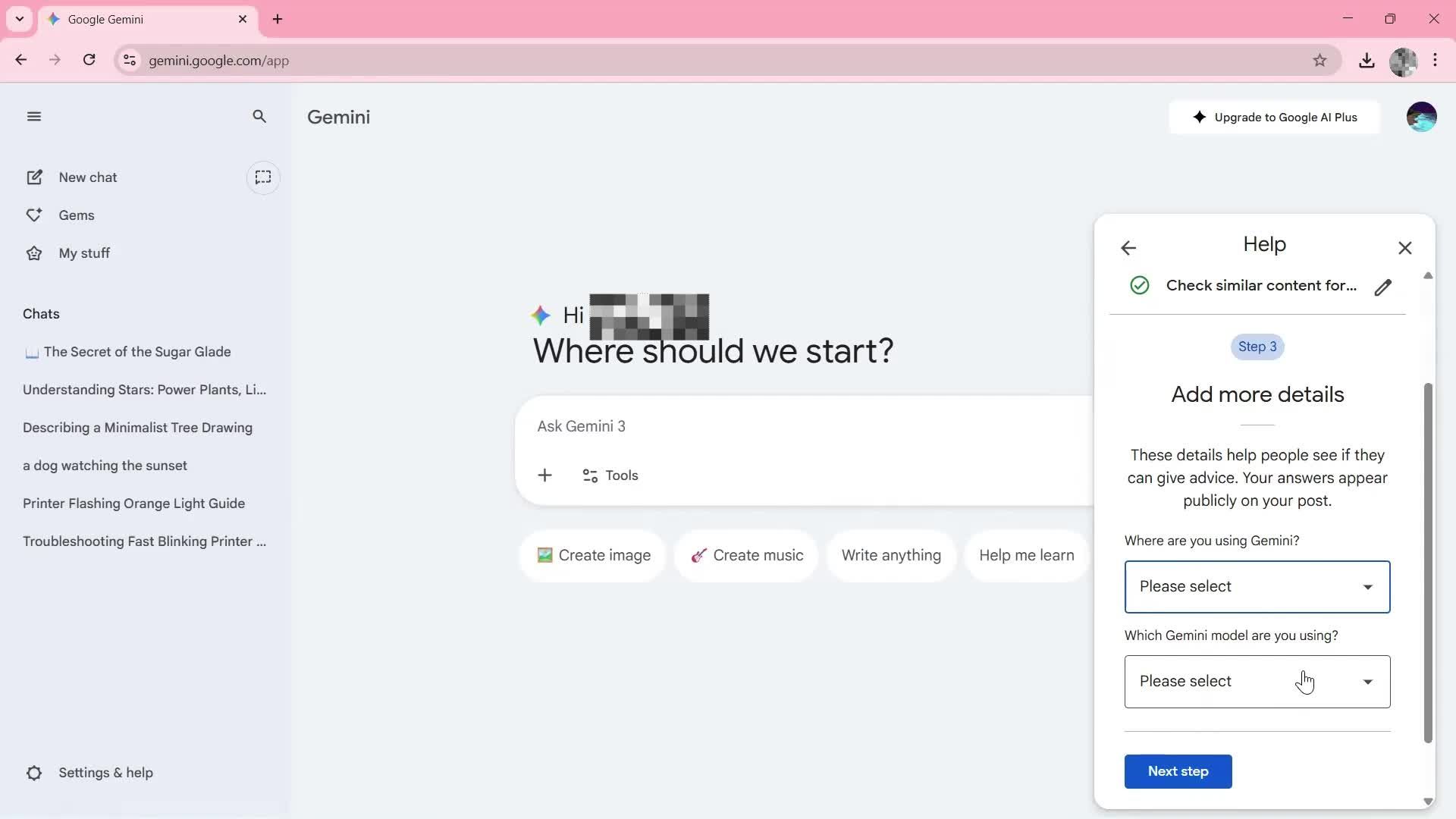 Help center screenshot