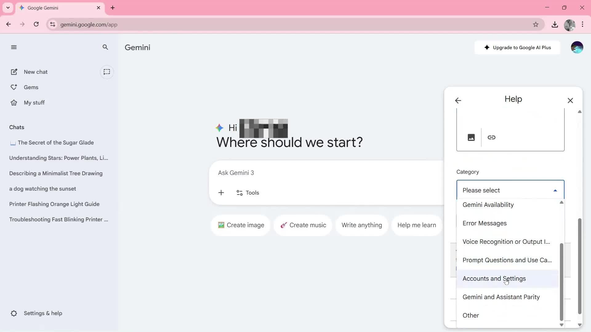 Help center screenshot