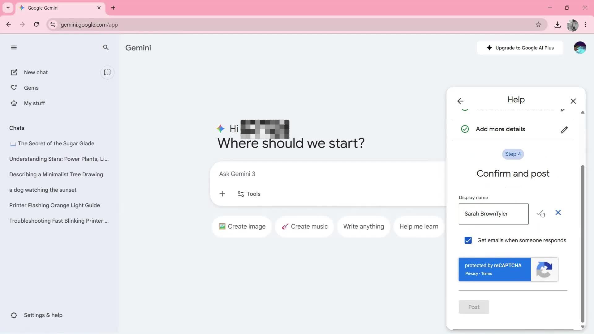 Help center screenshot