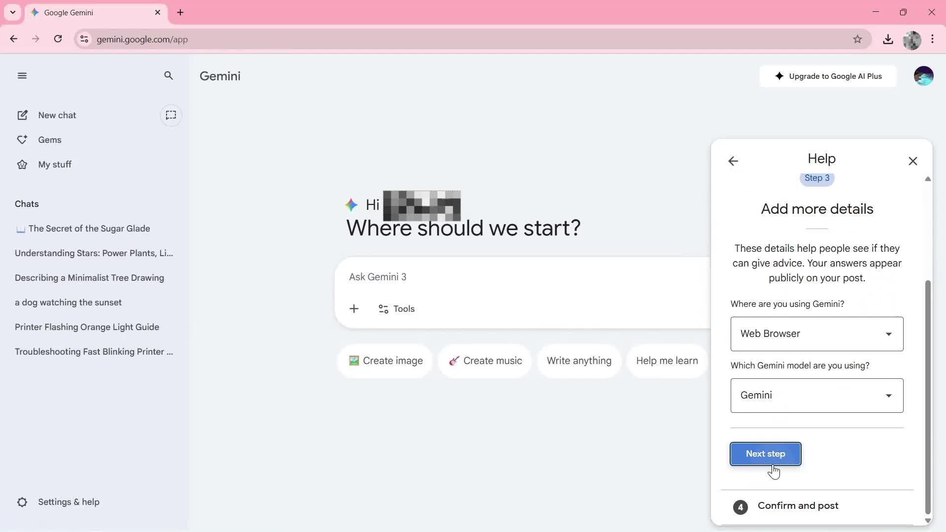 Help center screenshot