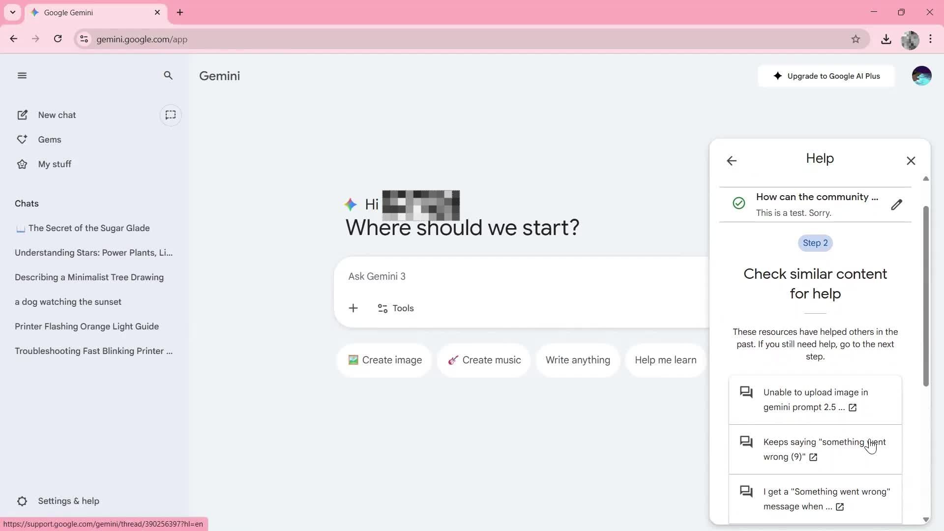 Help center screenshot