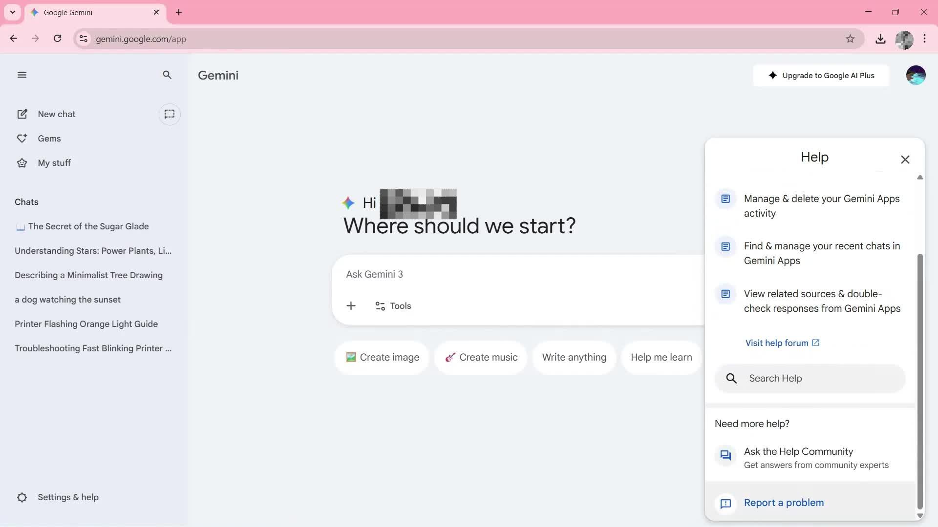 Help center screenshot