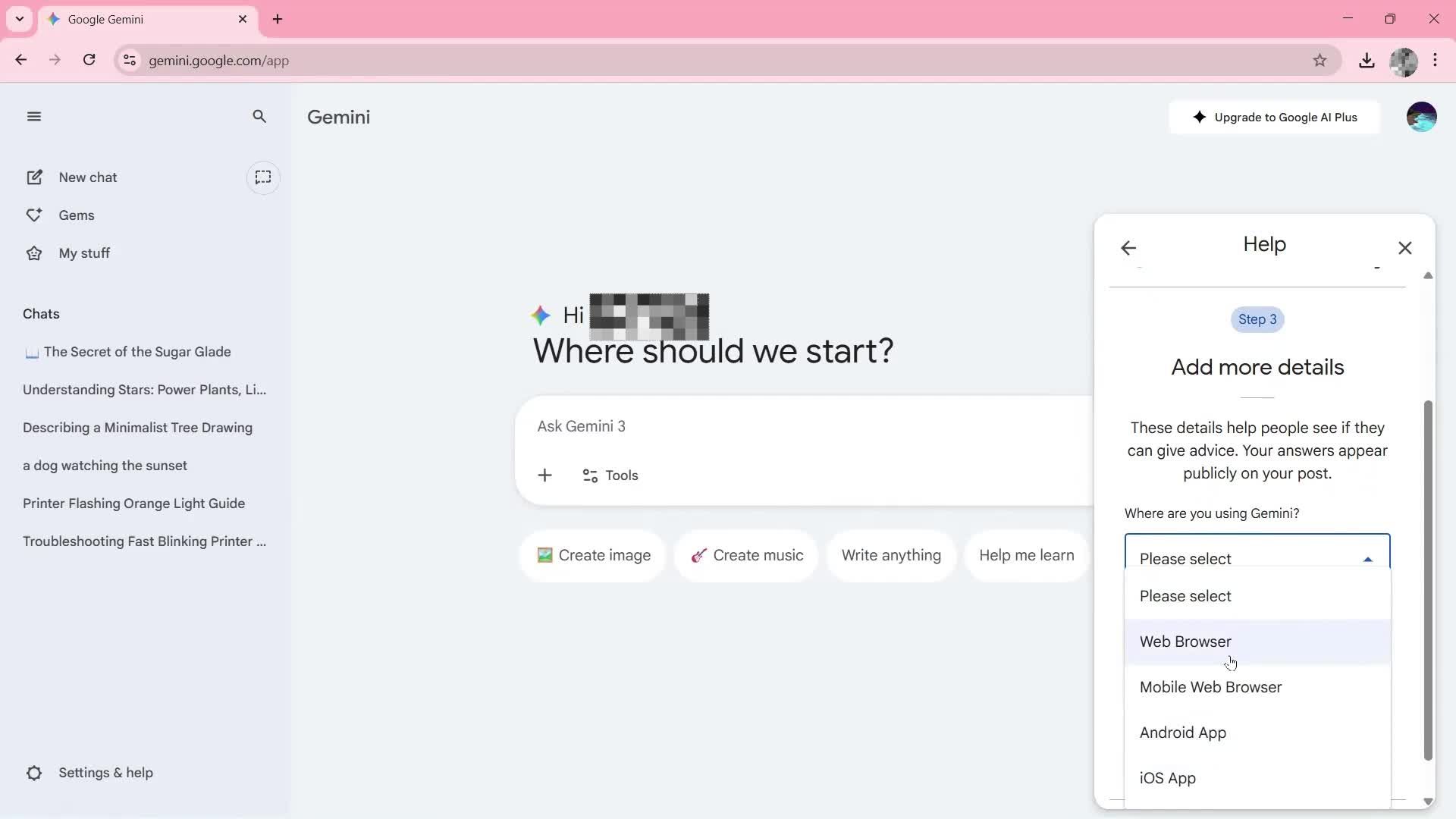 Help center screenshot