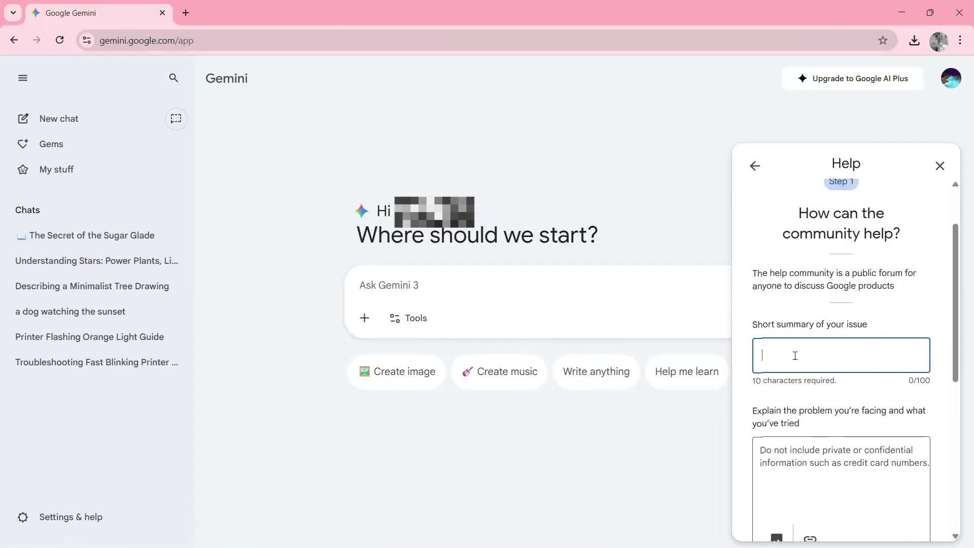 Help center screenshot