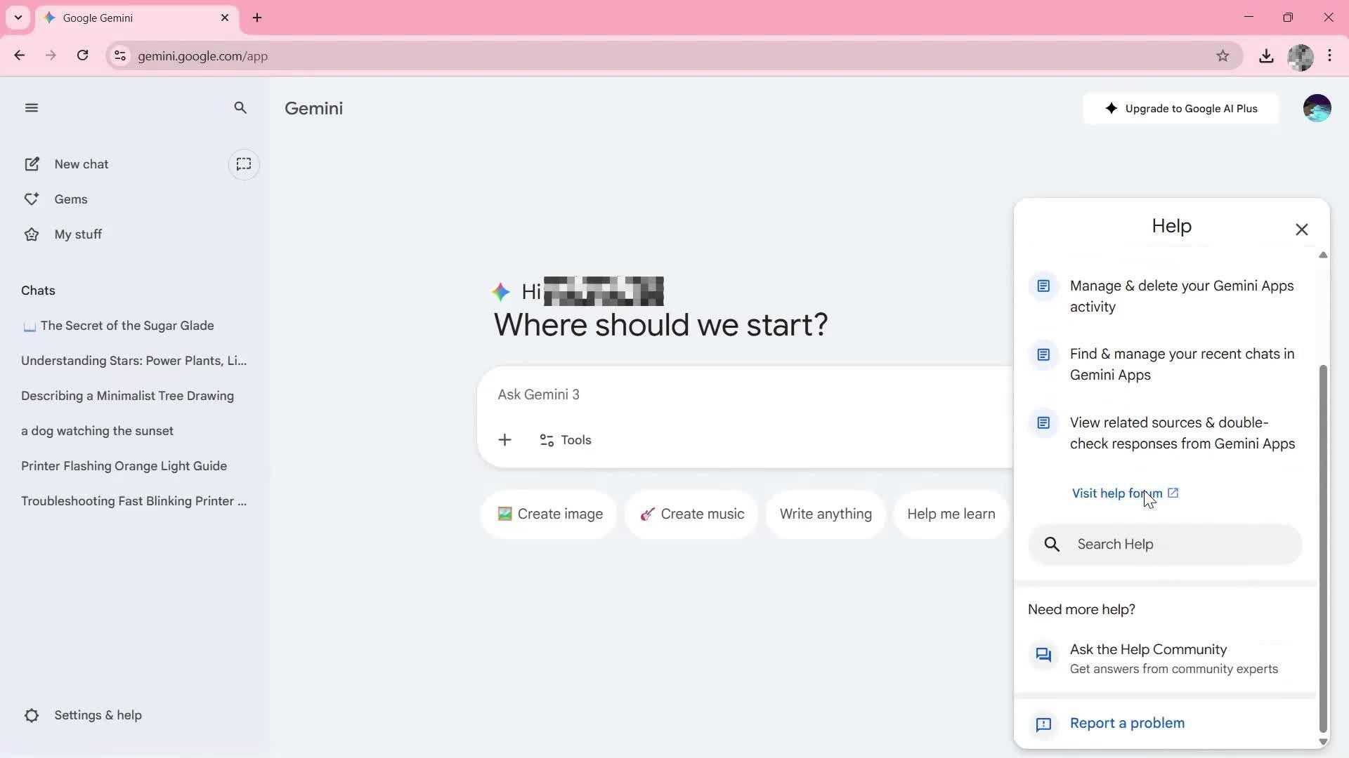 Help center screenshot