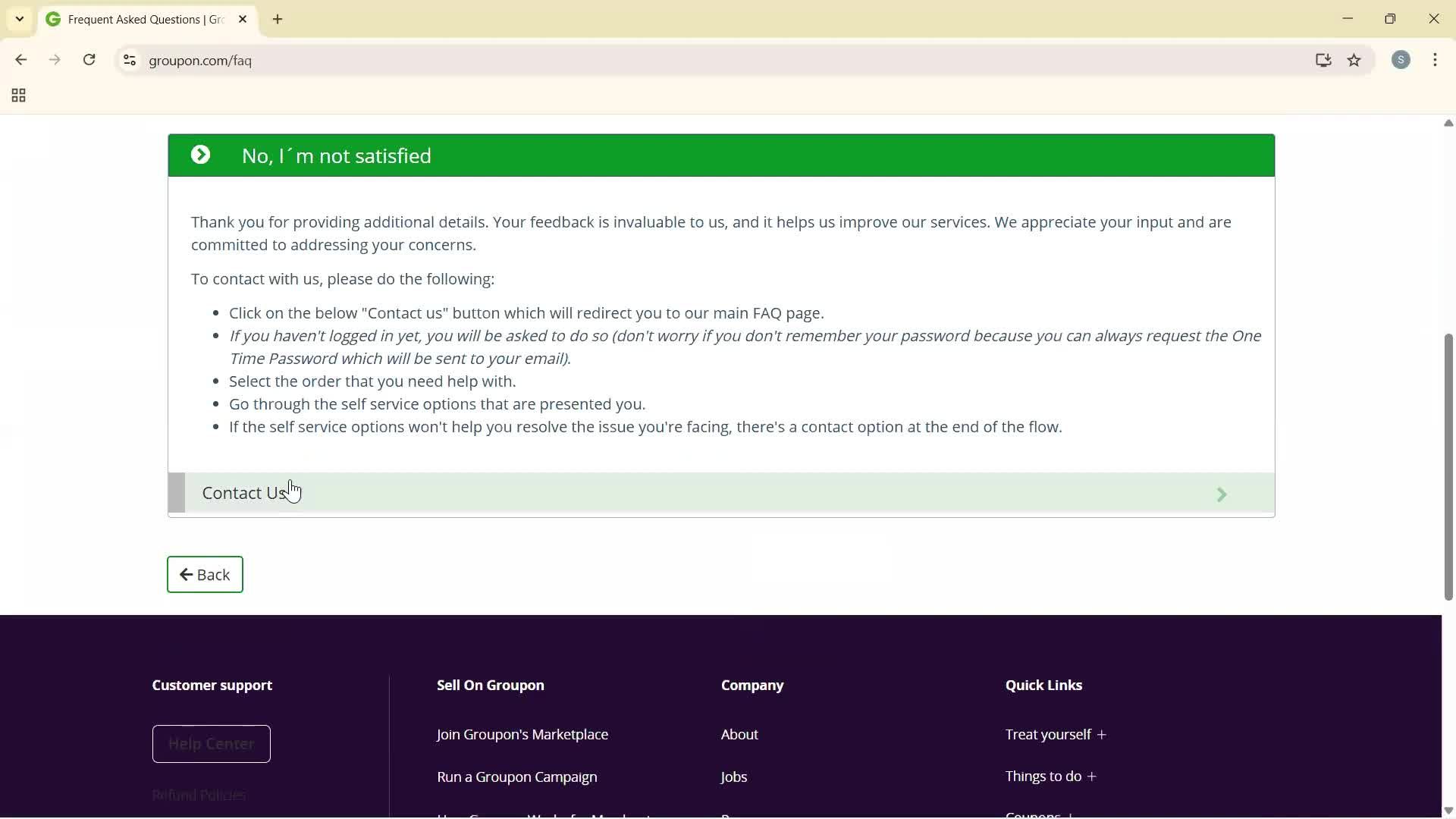 Help center screenshot