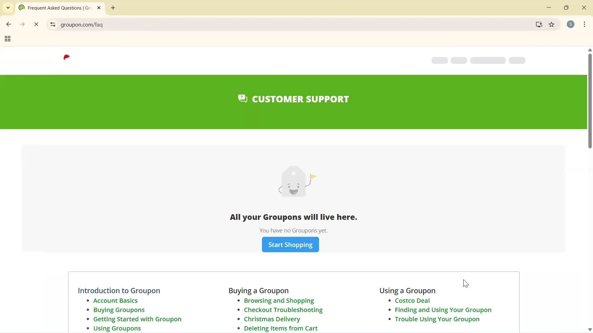 Help center screenshot