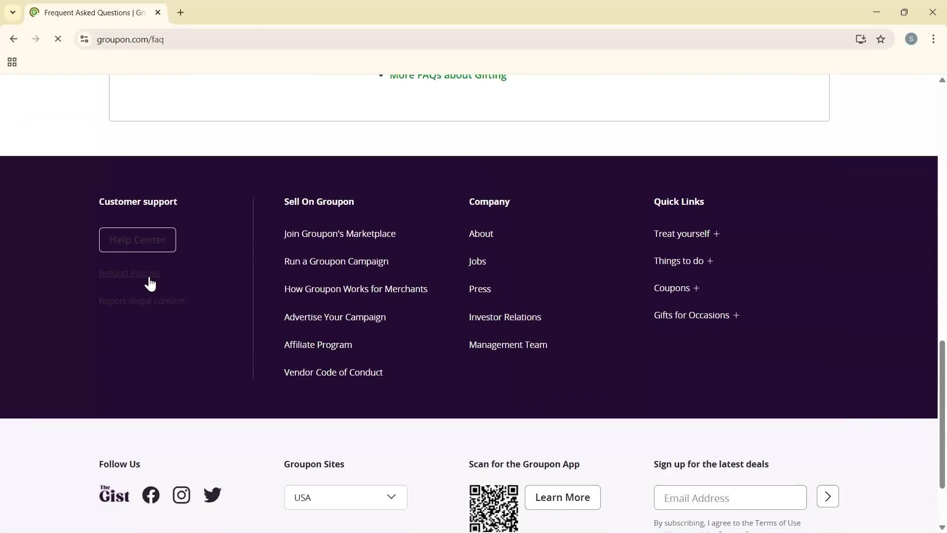 Help center screenshot