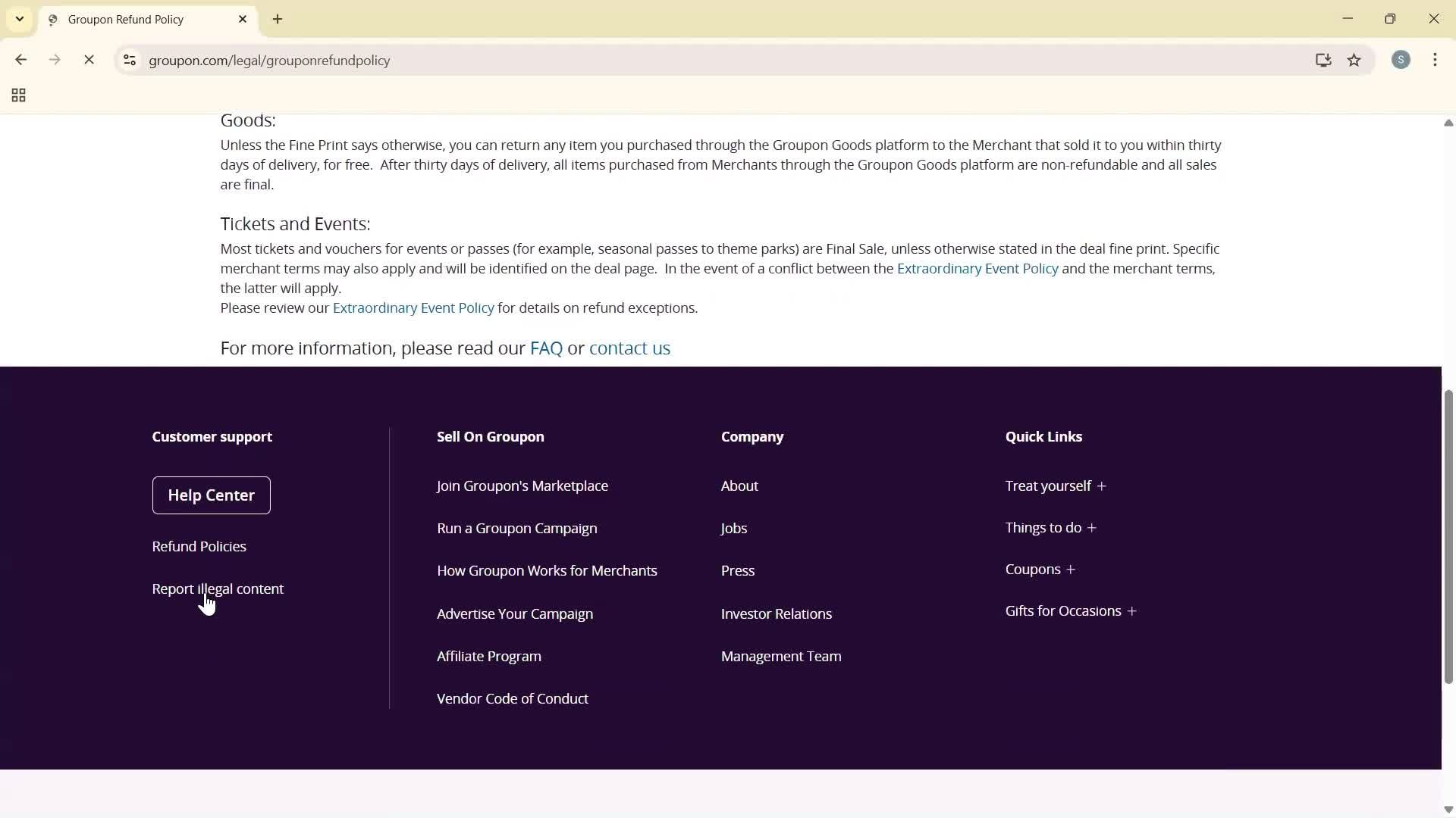 Help center screenshot