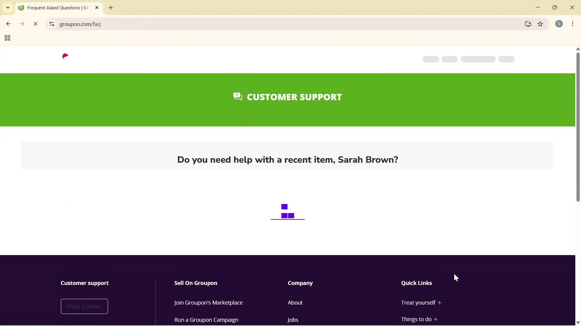 Help center screenshot