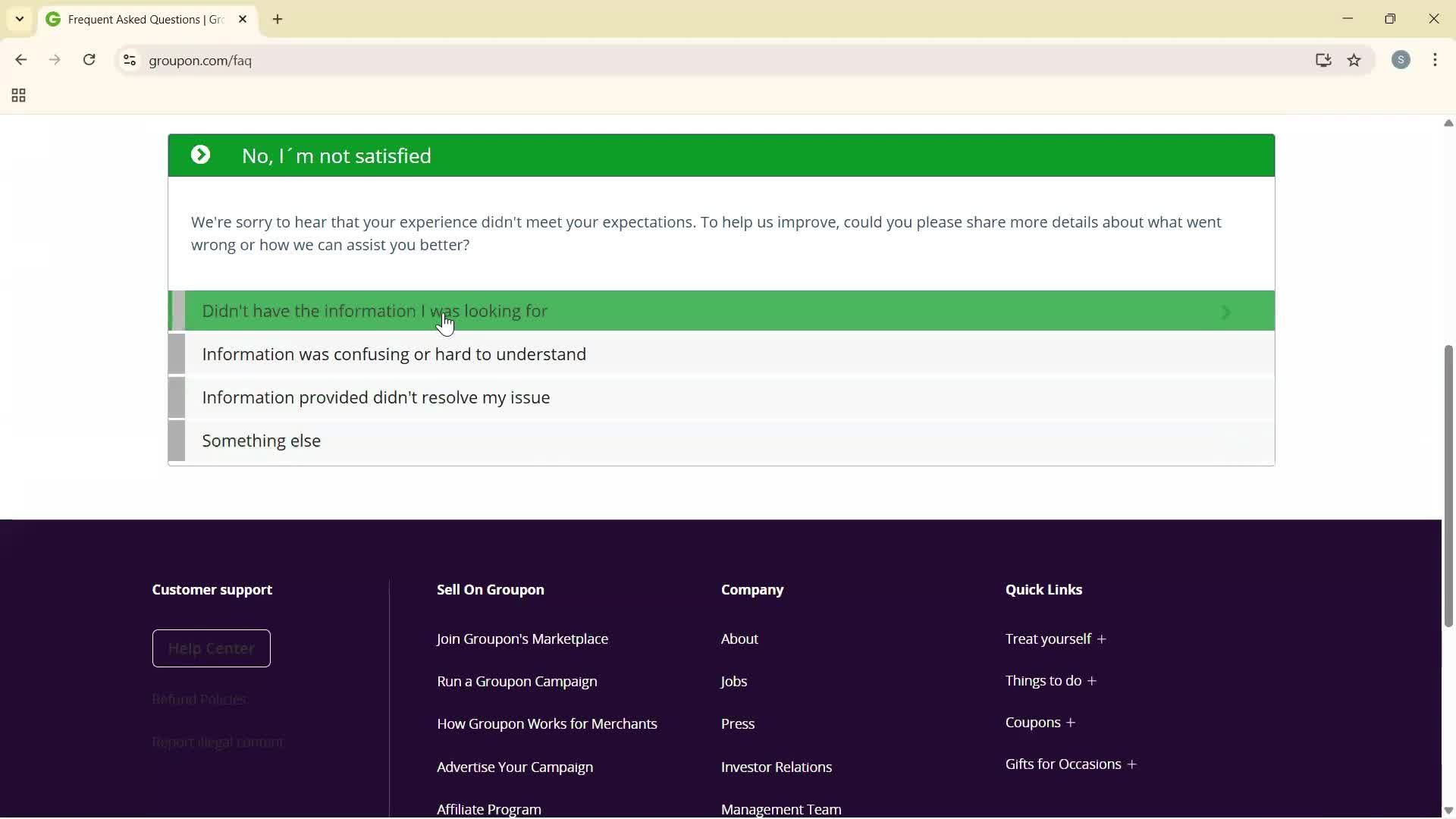 Help center screenshot