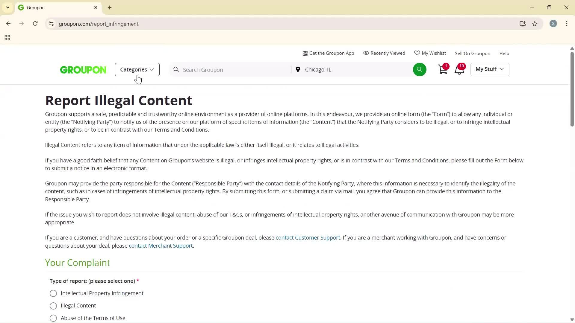 Help center screenshot