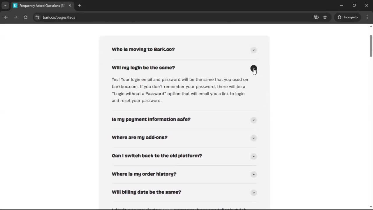 Help center screenshot