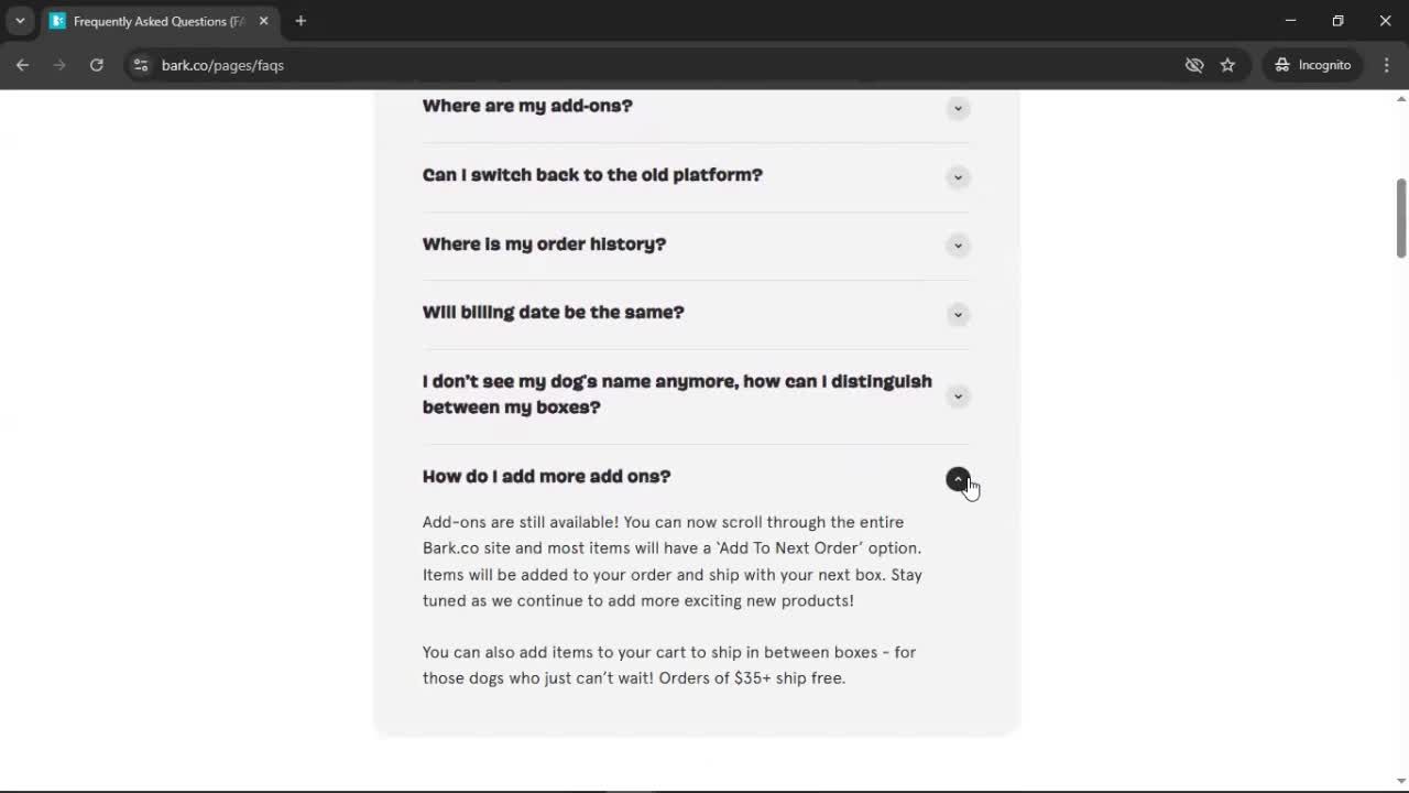 Help center screenshot
