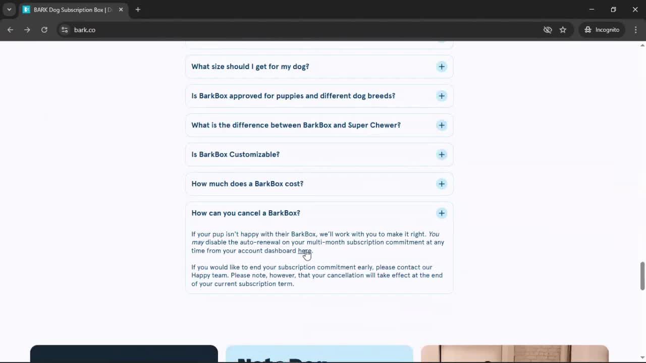 Help center screenshot