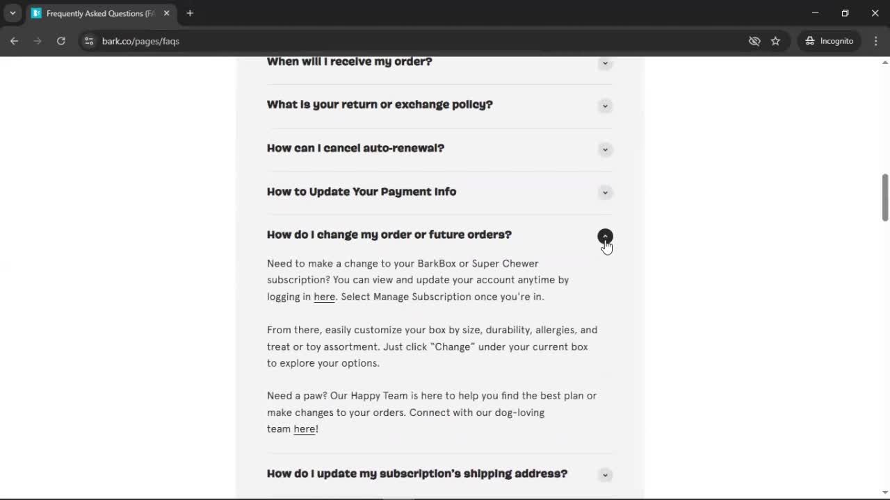 Help center screenshot