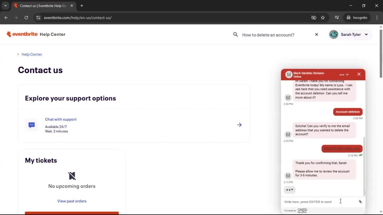 Help center screenshot