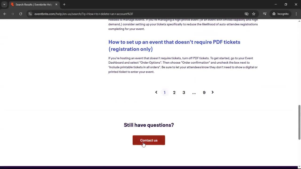 Help center screenshot