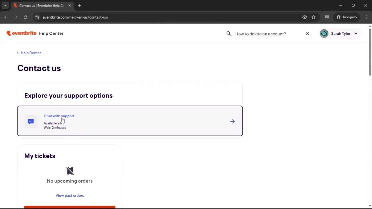 Help center screenshot