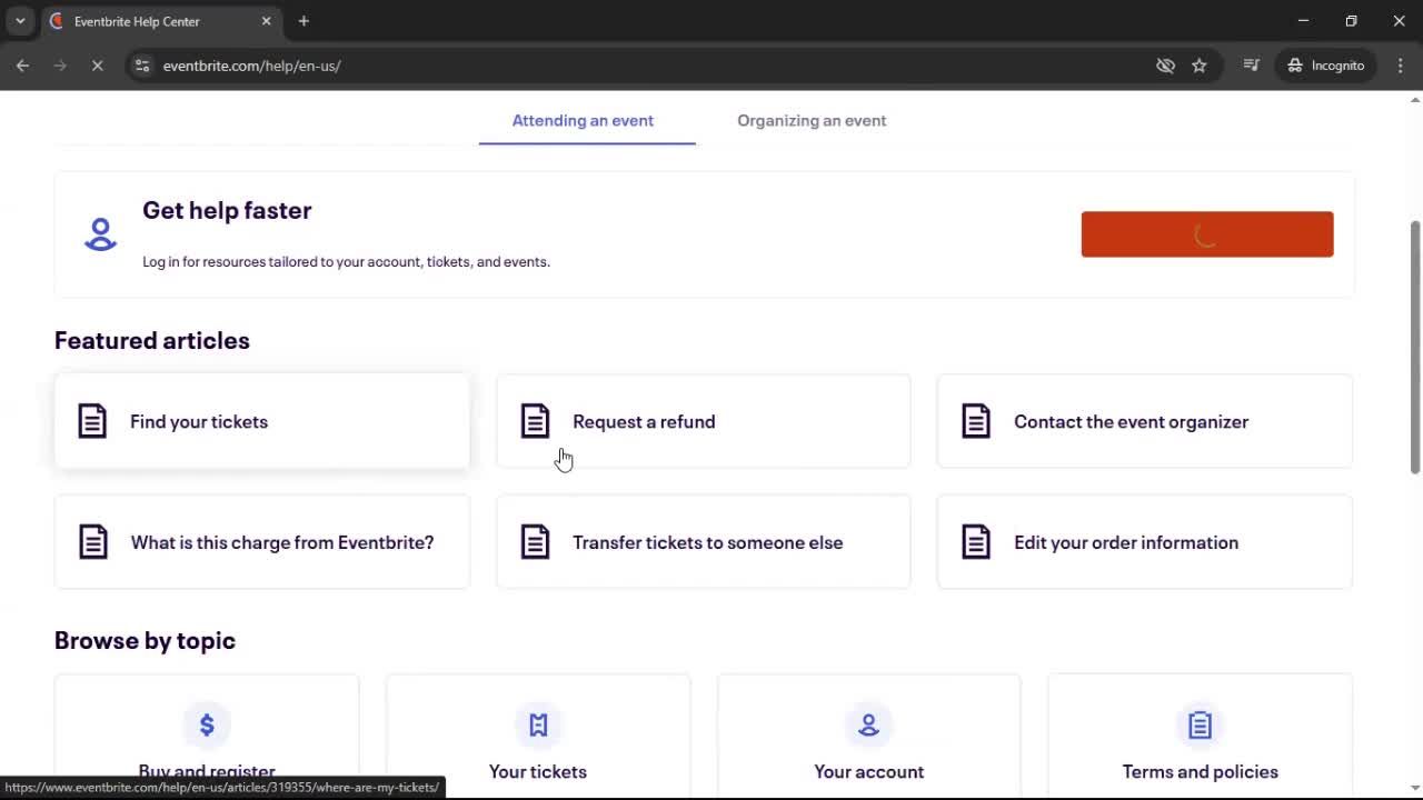 Help center screenshot