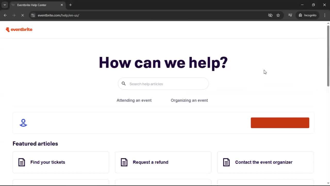 Help center screenshot