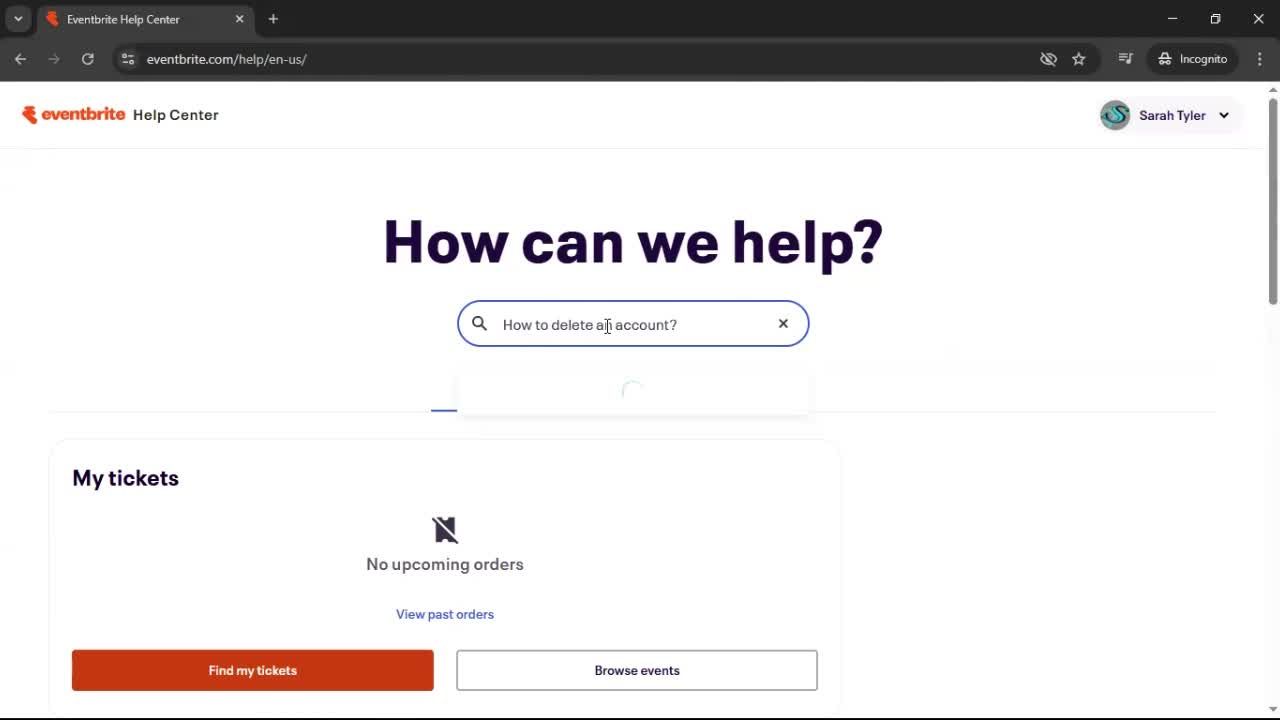 Help center screenshot