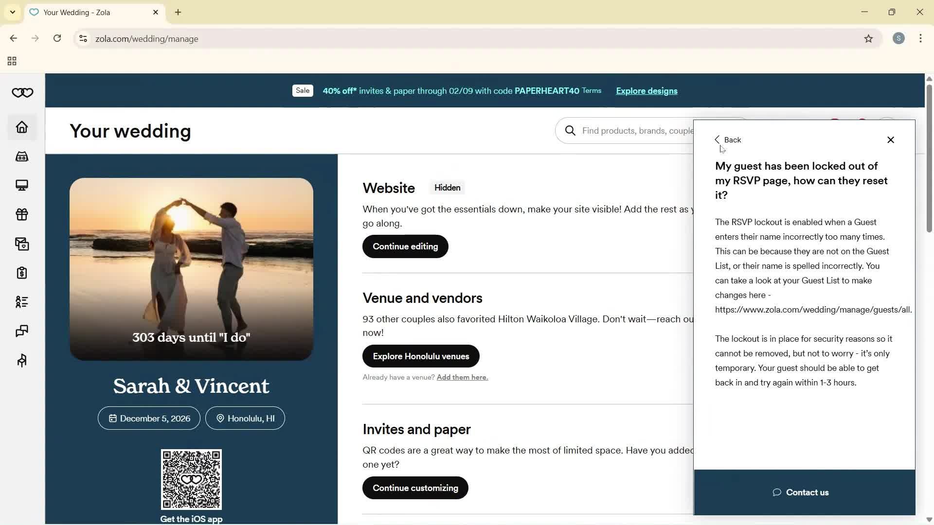 Help center screenshot