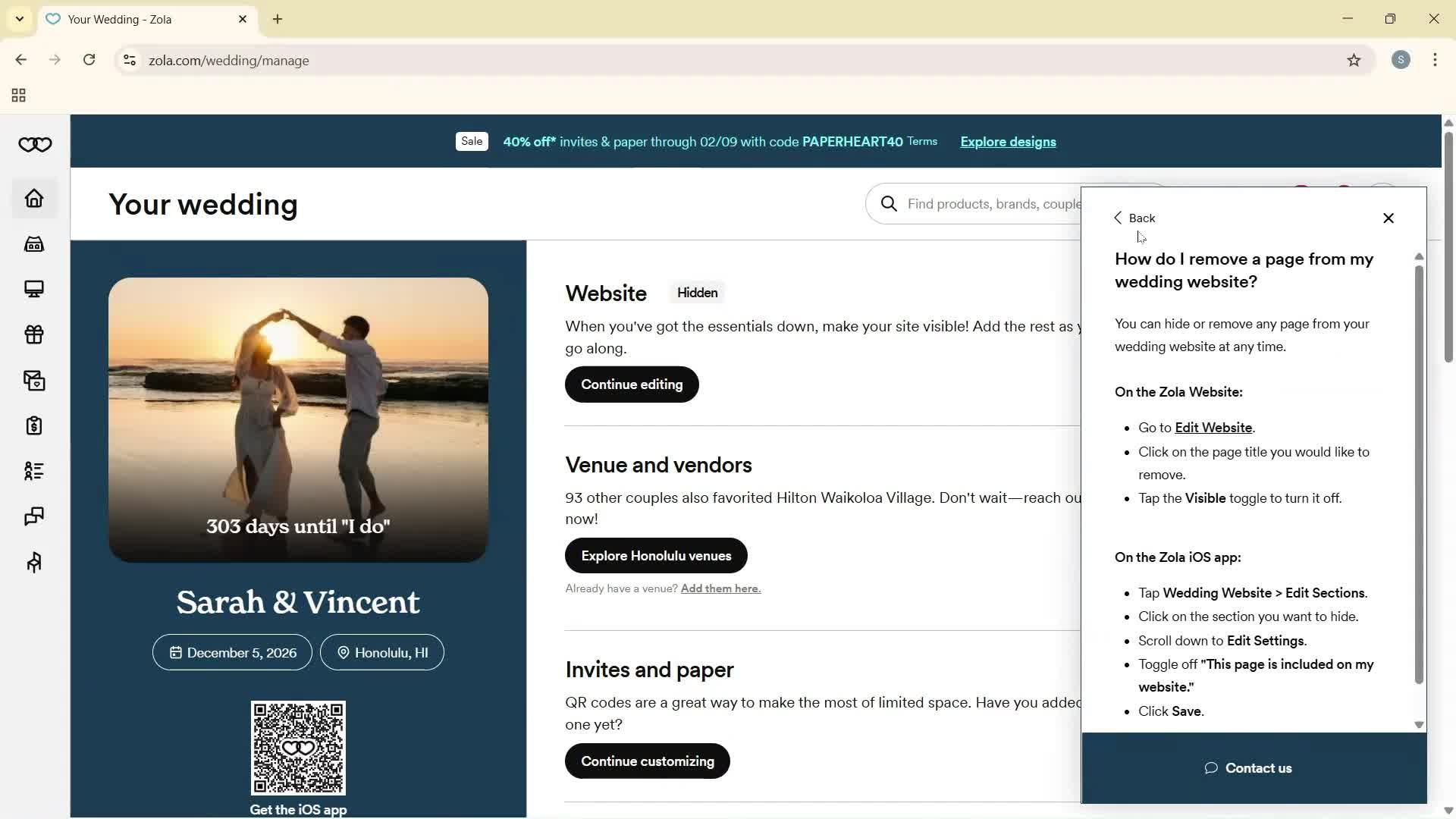 Help center screenshot