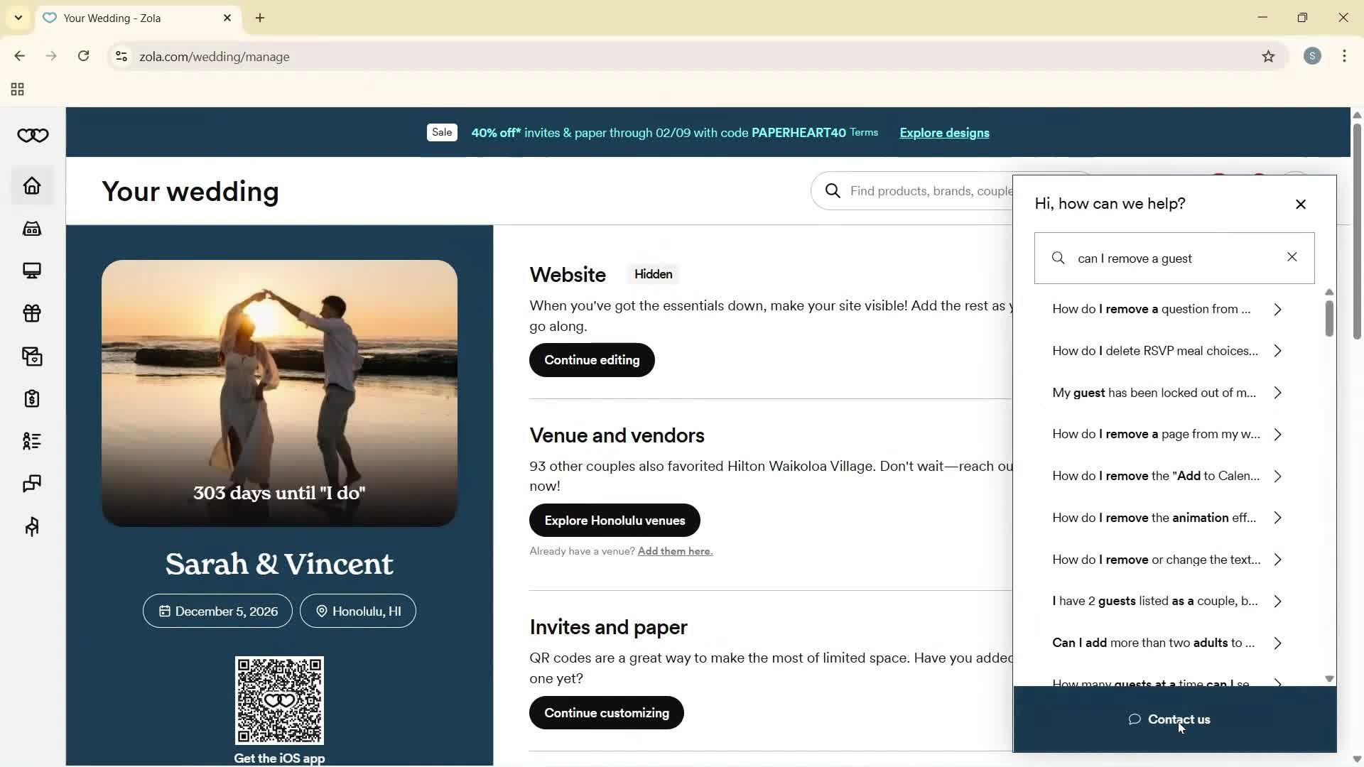 Help center screenshot
