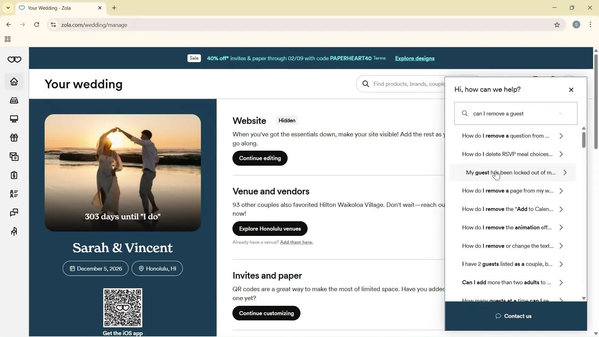 Help center screenshot