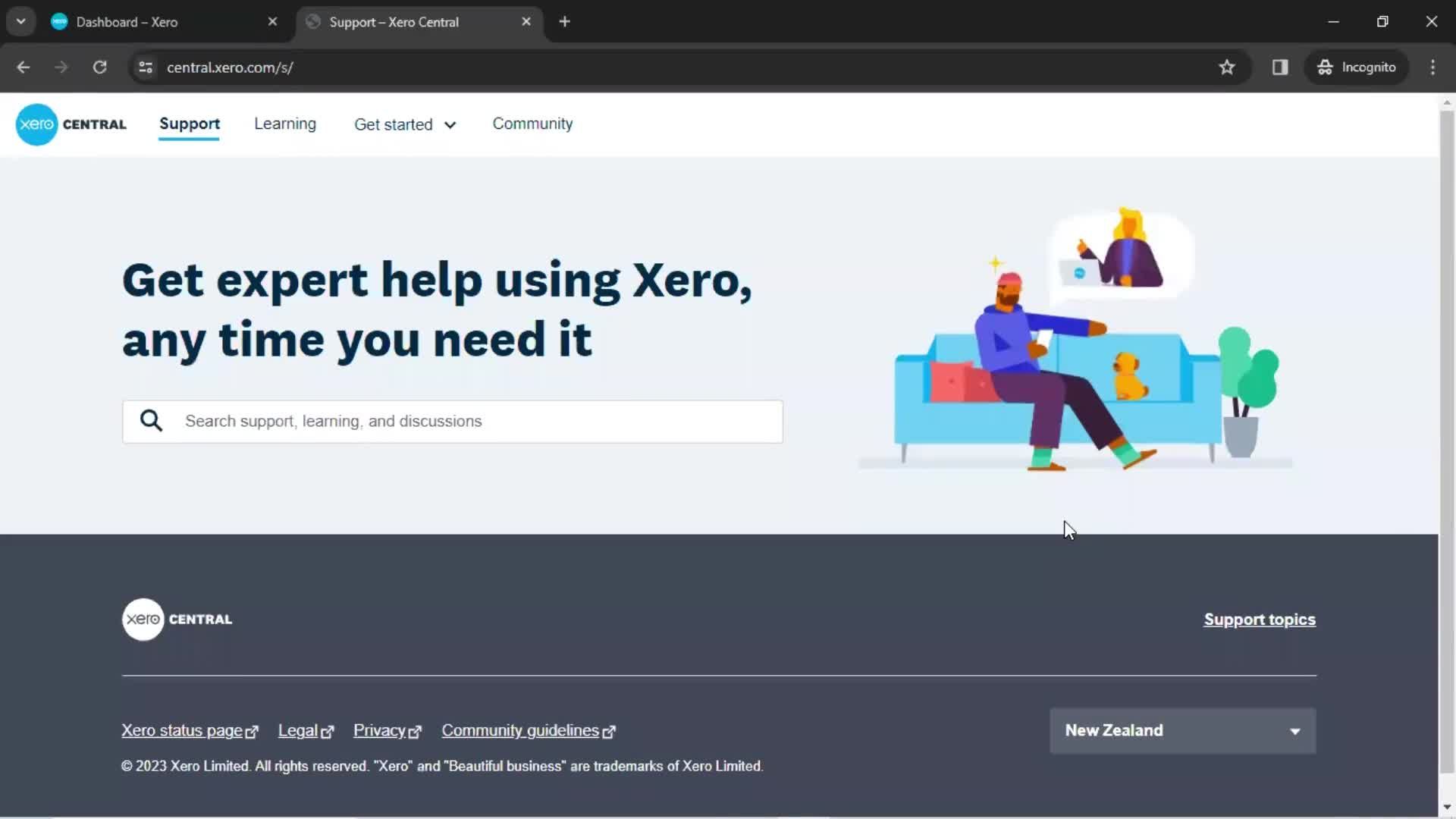 Help center screenshot