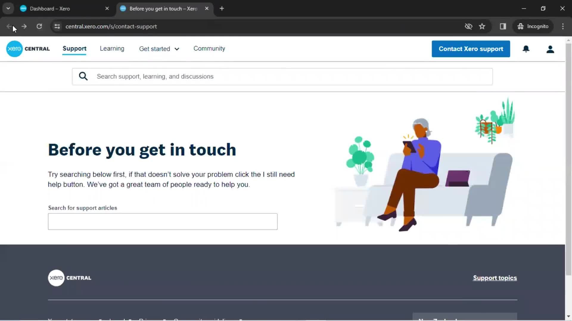 Help center screenshot