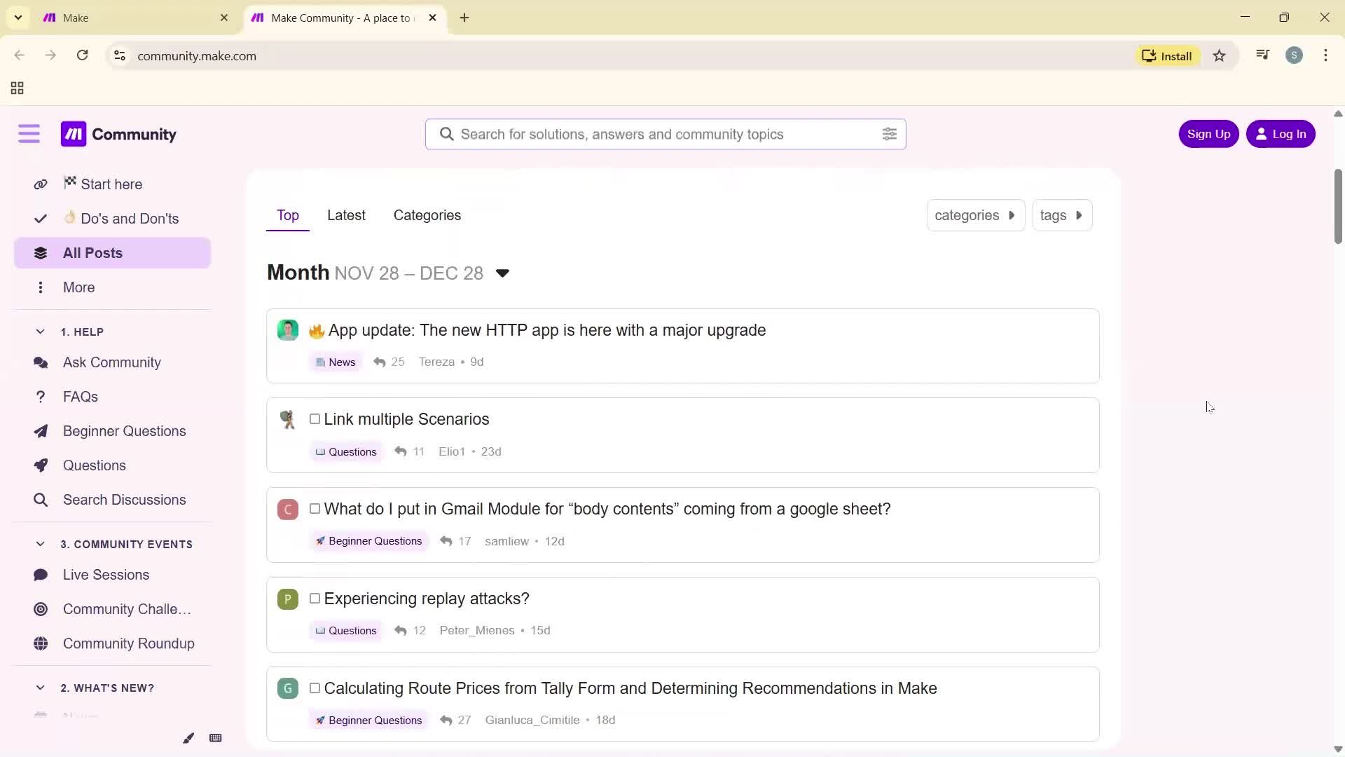 Help center screenshot