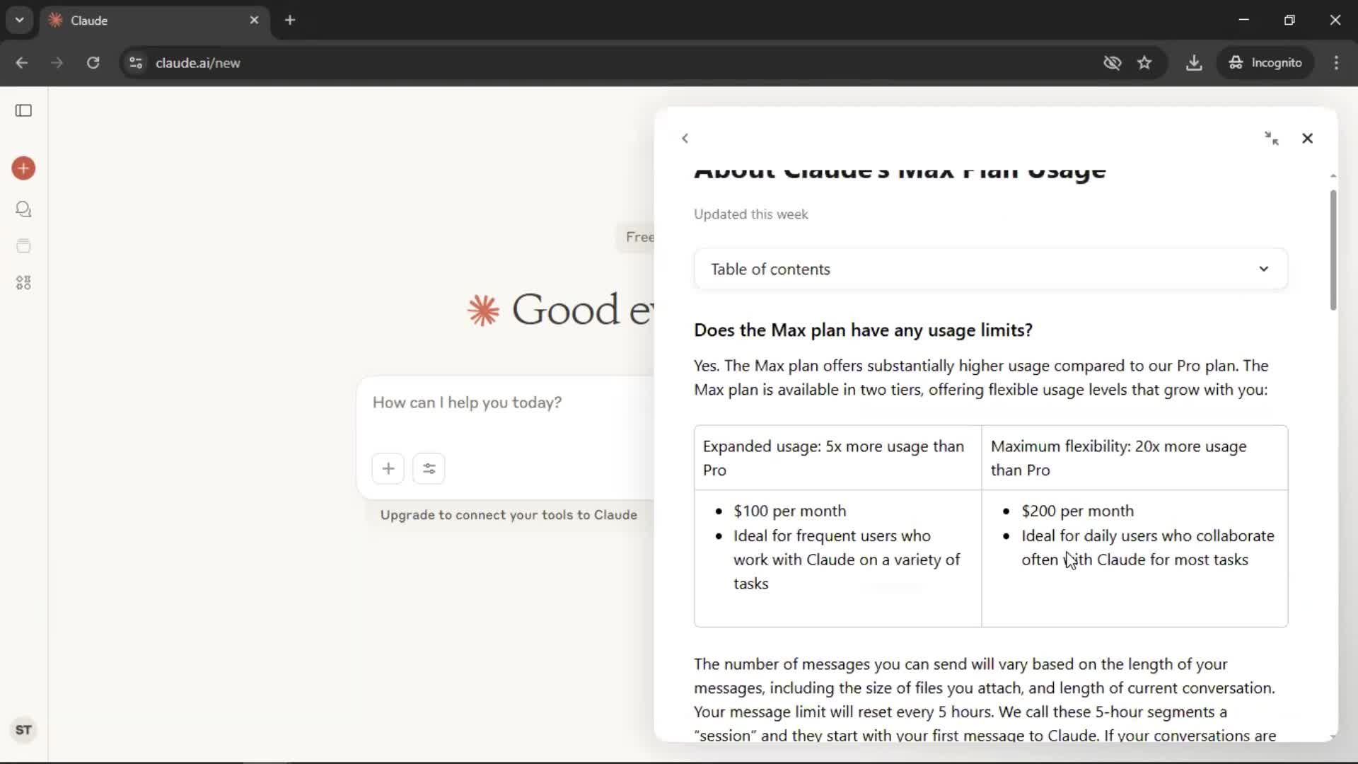 Help center screenshot