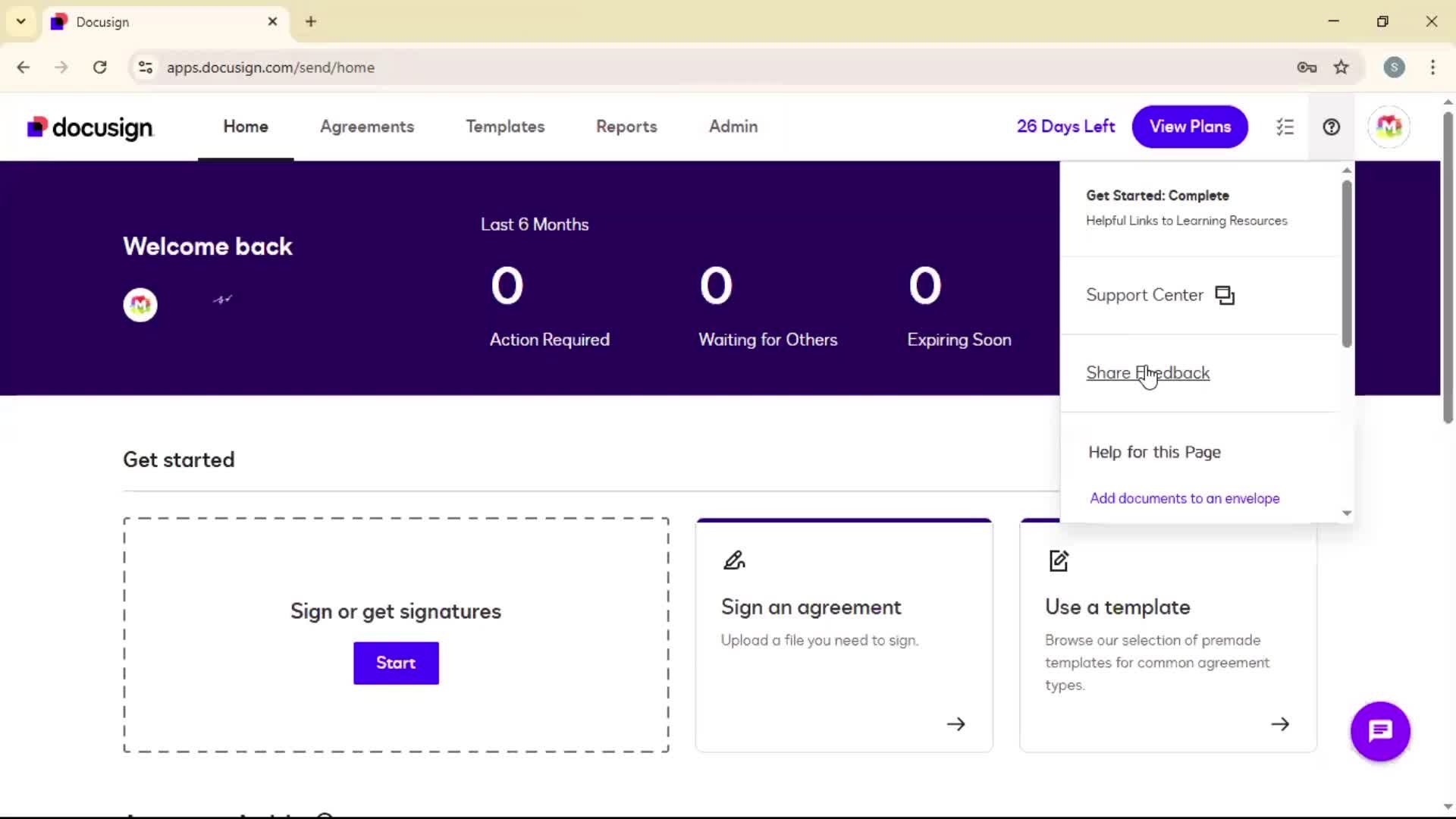 Help center screenshot