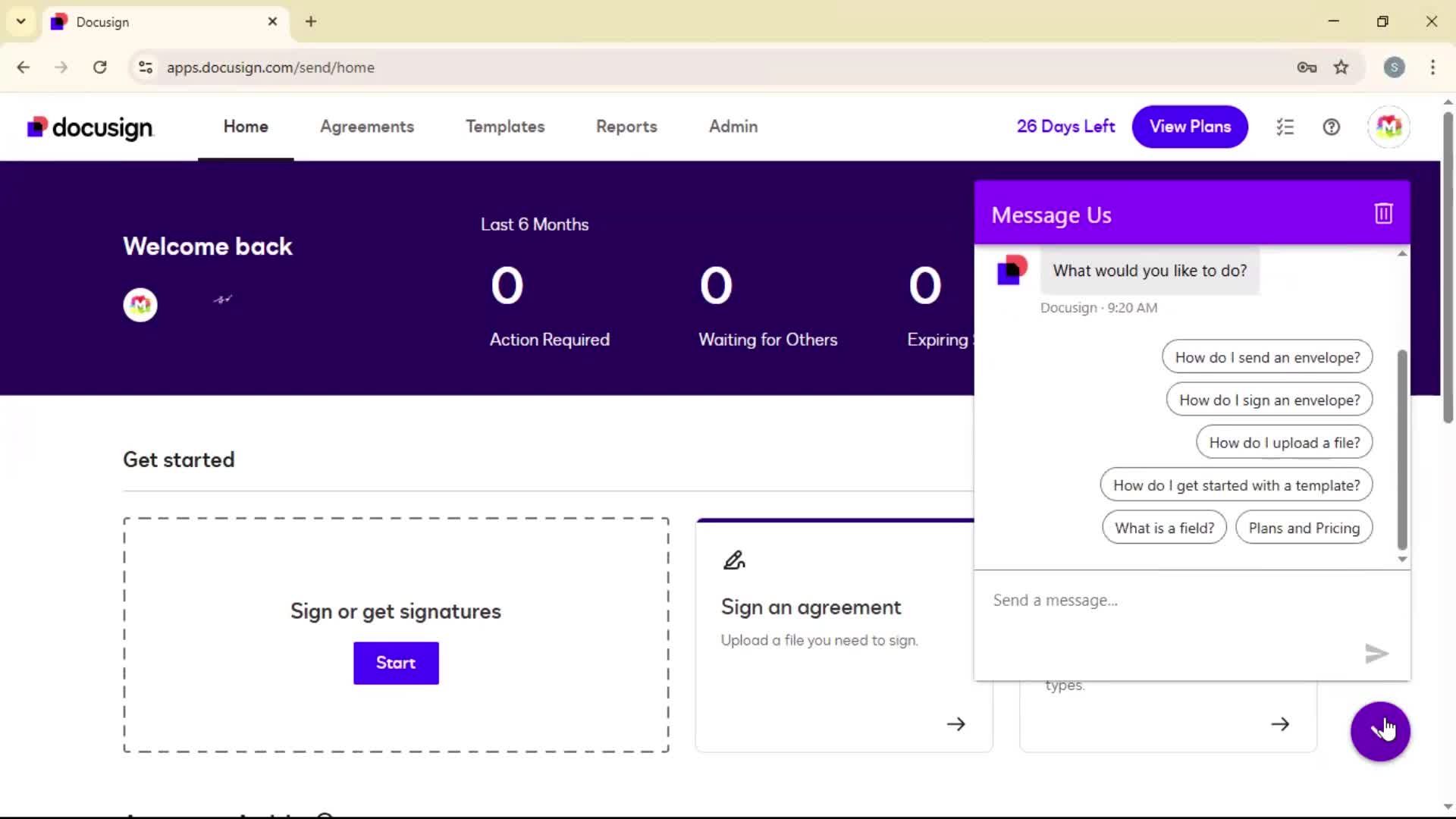 Help center screenshot