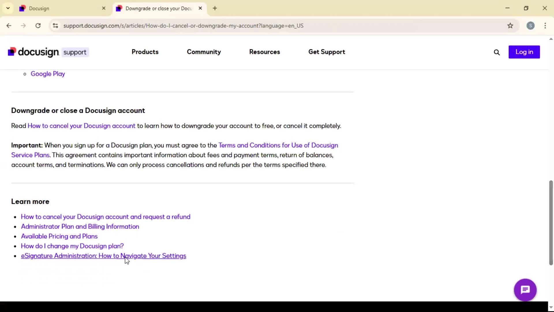 Help center screenshot