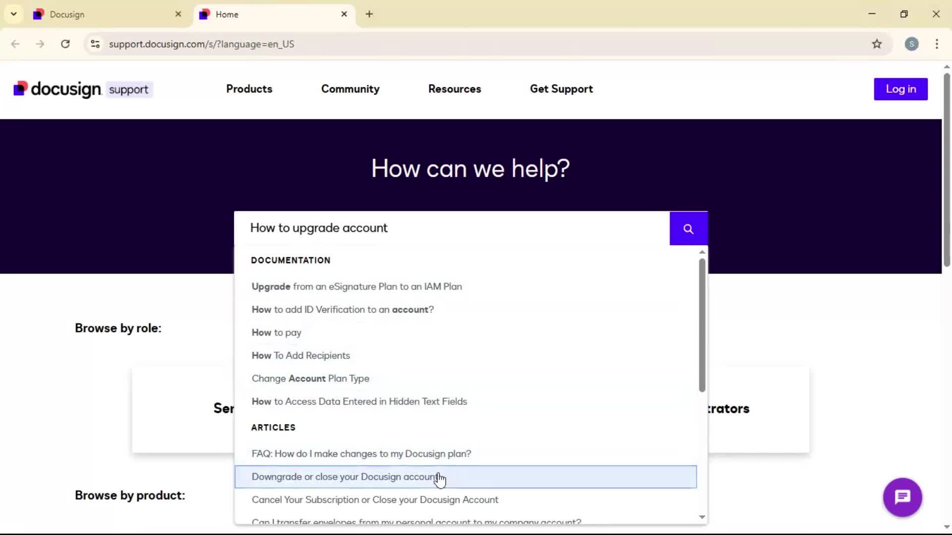 Help center screenshot