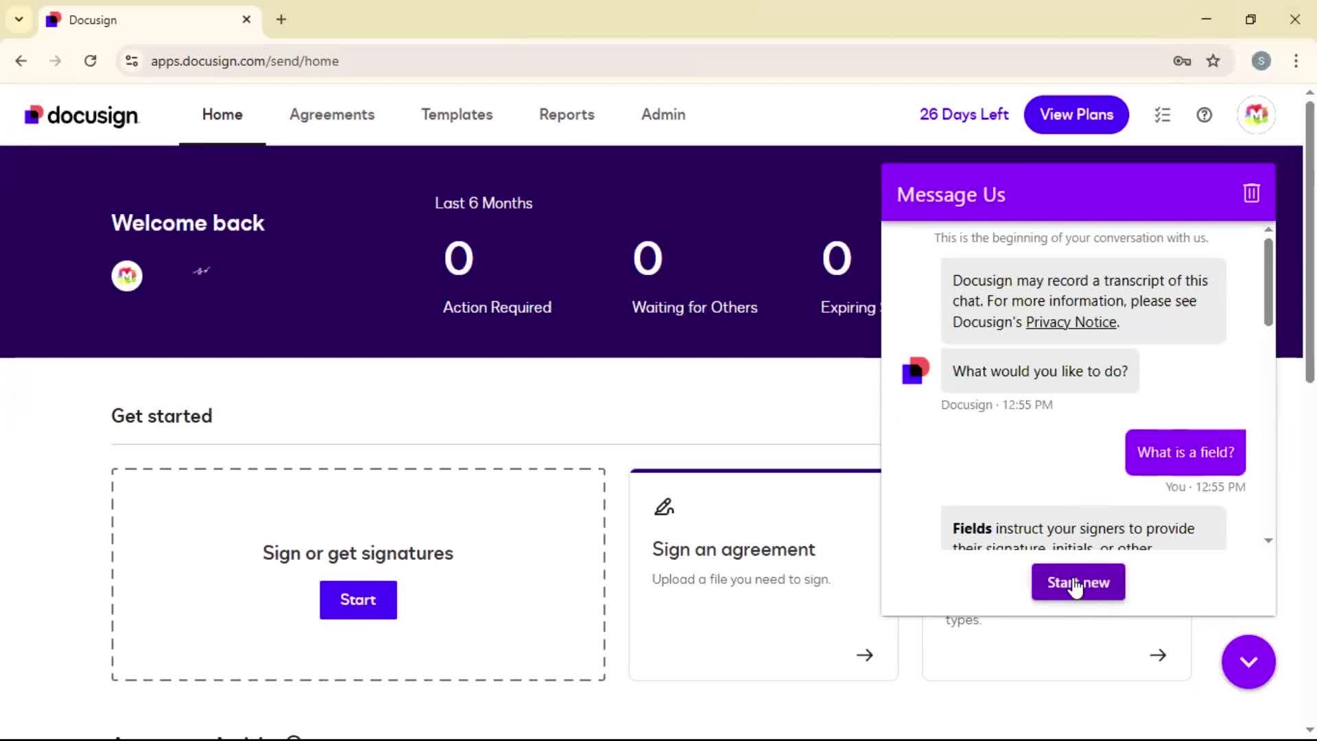 Help center screenshot
