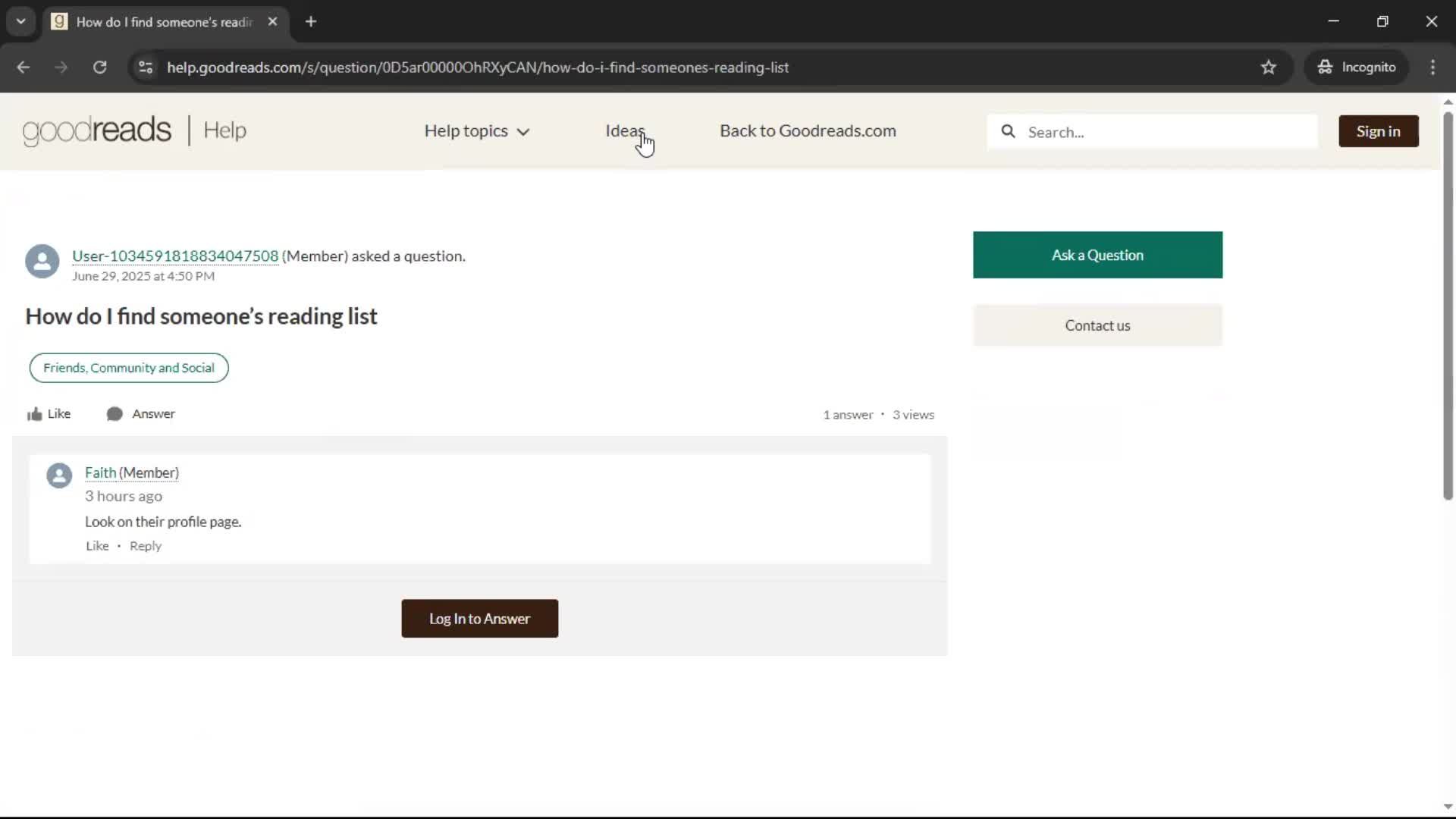 Help center screenshot