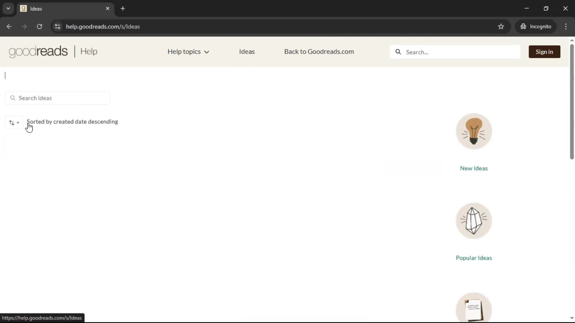 Help center screenshot