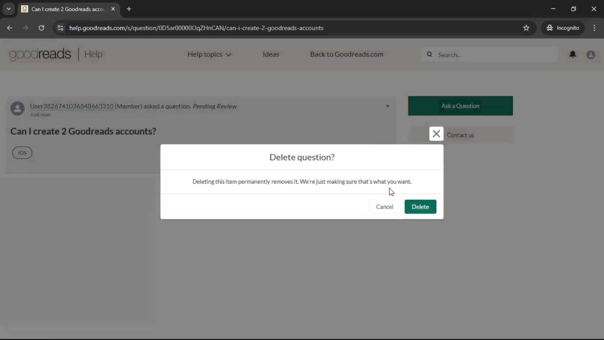 Help center screenshot