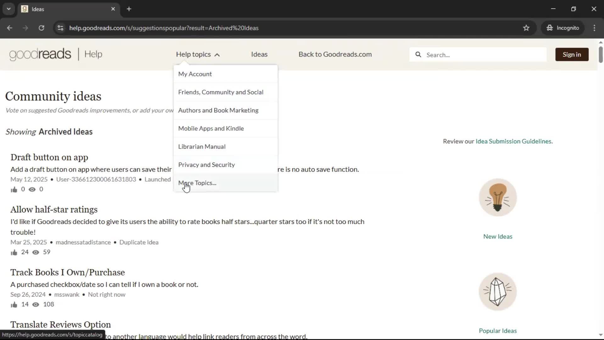 Help center screenshot