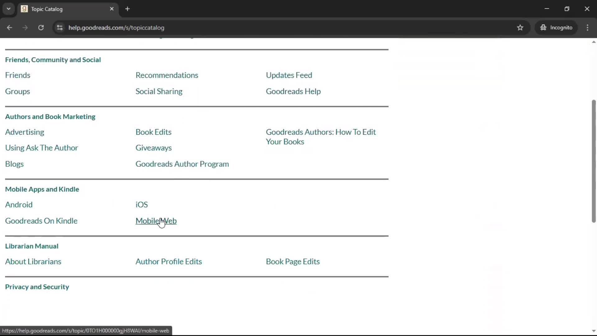 Help center screenshot