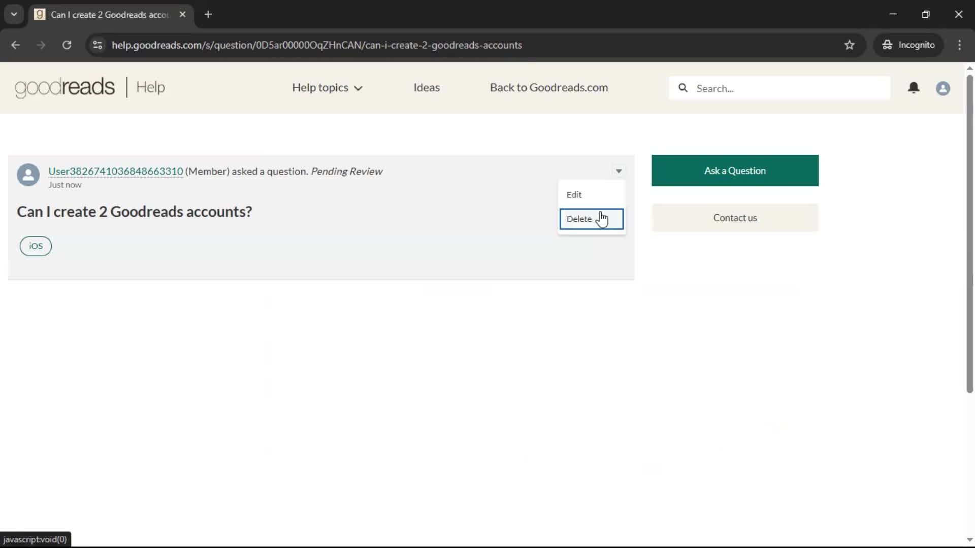 Help center screenshot