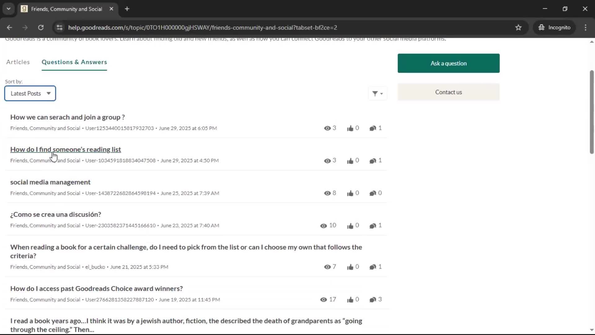 Help center screenshot